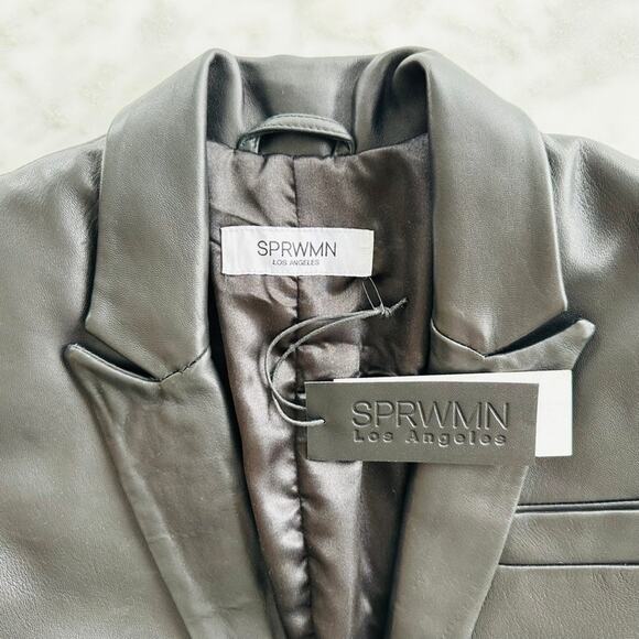 SPRWMN Leather Blazer Jacket Women's Black Size Small NEW $1600 #JACO28L - Picture 4 of 5